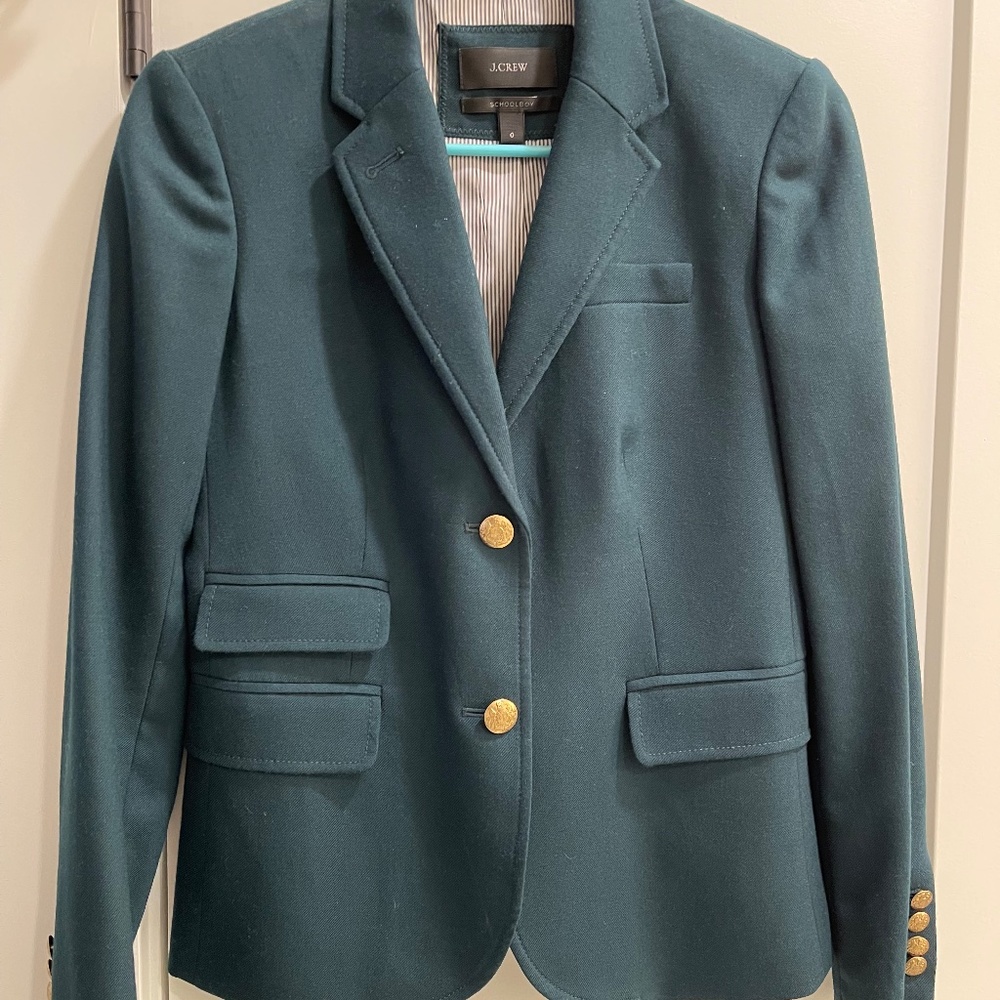J Crew Schoolboy Hunter Green Blazer Womens, size 0